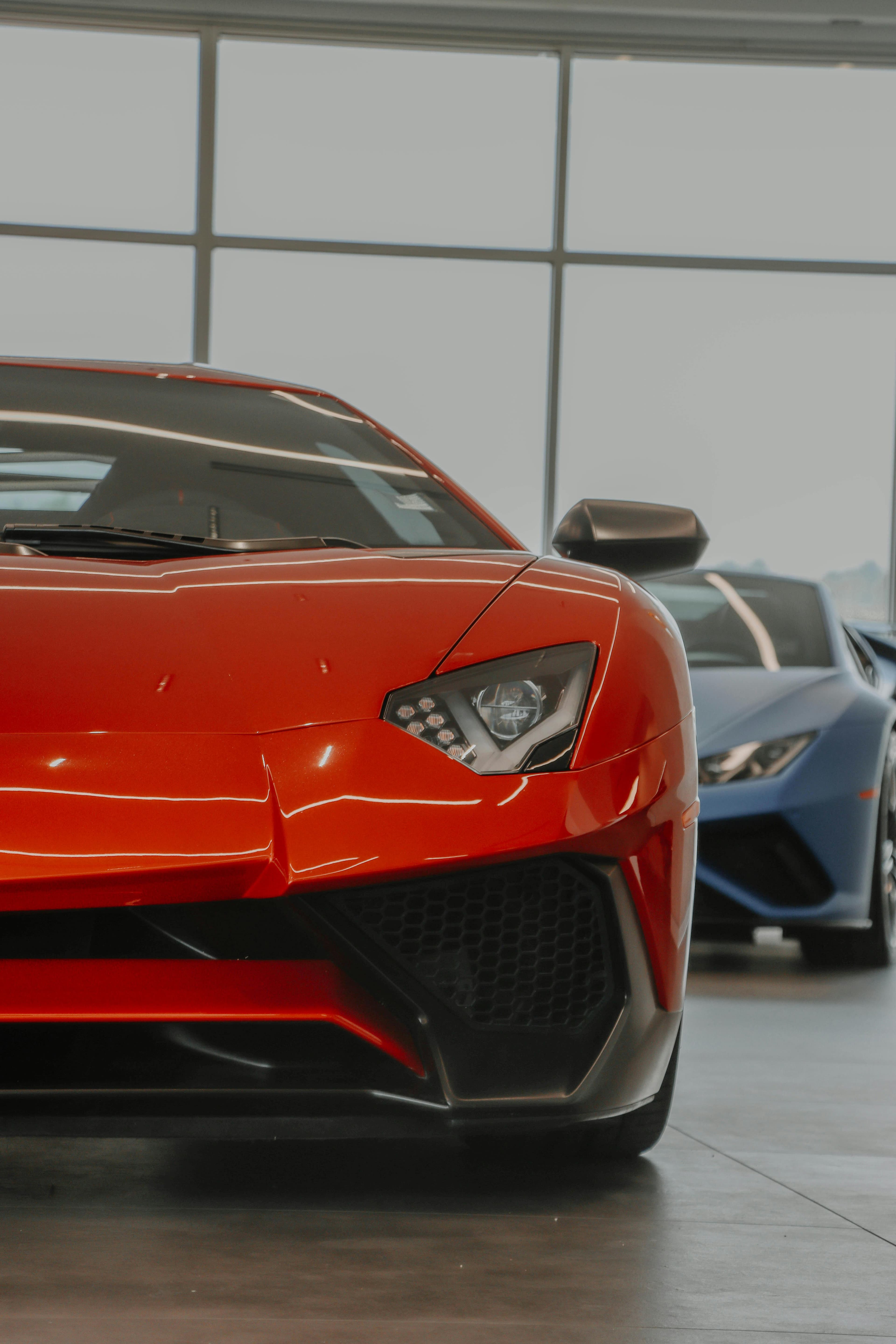 Red sports car ready for delivery